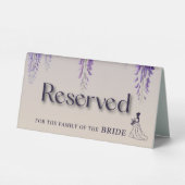 Plaque De Table Gradient lunaire violet Mariage floral réservé (Verso)
