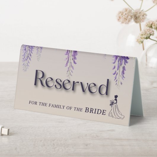 Plaque De Table Gradient lunaire violet Mariage floral réservé (En SItu (Tableau))