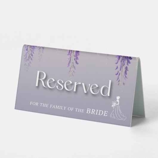 Plaque De Table Gradient lunaire violet Mariage floral réservé (Verso)