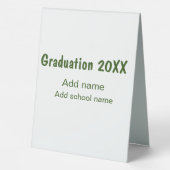 Plaque De Table Graduation 20XX ajouter nom année école vert moder (Verso)