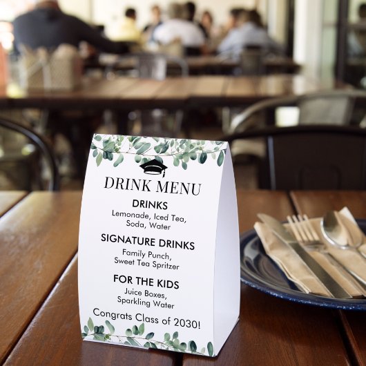Plaque De Table Graduation Celebration Drink Menu Eucalyptus (Insitu (restaurant))