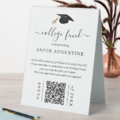 Plaque De Table Graduation College Fund with QR Code (En SItu (Tableau))