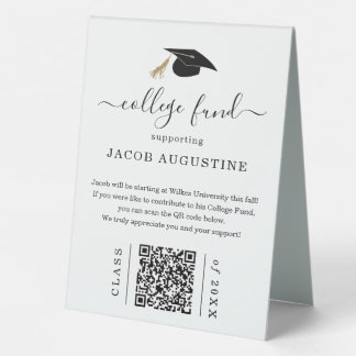 Plaque De Table Graduation College Fund with QR Code