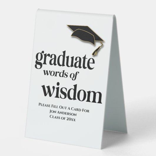 Plaque De Table Graduation Fête Paroles De Sagesse Conseil Invité (Recto)