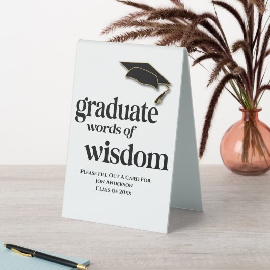 Plaque De Table Graduation Fête Paroles De Sagesse Conseil Invité (En SItu (Tableau))