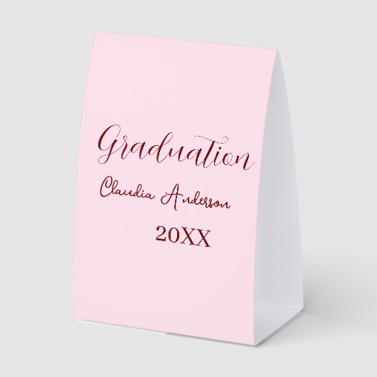 Plaque De Table Graduation name class of 20XX mauve calligraphy co (Recto)