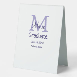 Plaque De Table Gradué ajouter nom monogramme violet simple m mini