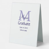 Plaque De Table Gradué ajouter nom monogramme violet simple m mini (Verso)