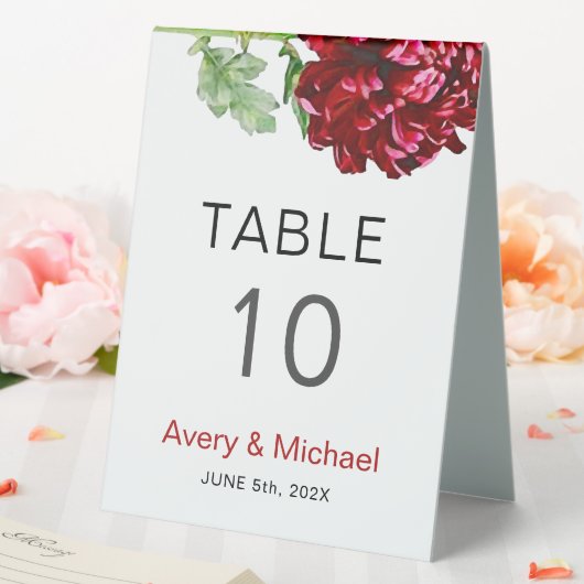 Plaque De Table Grand Chrysanthème rouge (In SItu (Mariage))