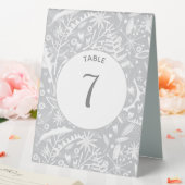 Plaque De Table Graphique moderne gris argenté floral (In SItu (Mariage))