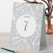 Plaque De Table Graphique moderne gris argenté floral (En SItu (Tableau))