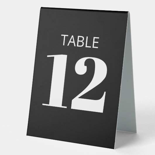 Plaque De Table Gras Noir Noir Moderne Réception Numéro de table (Recto)