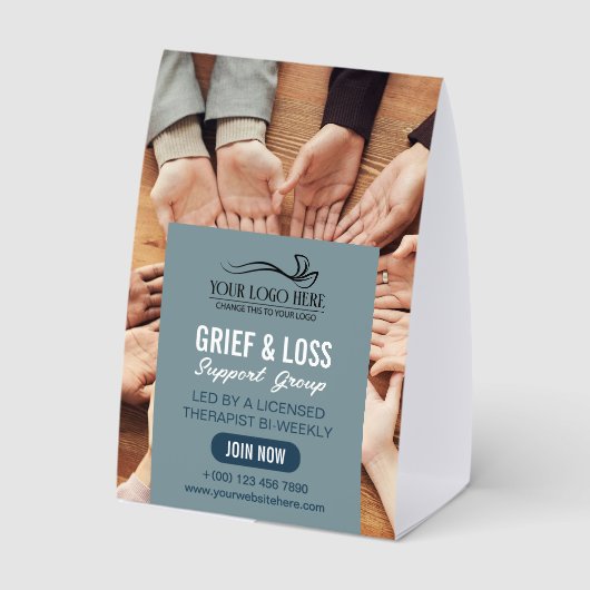 Plaque De Table Grayish Blue Therapy Counseling Your Logo Here (Verso)