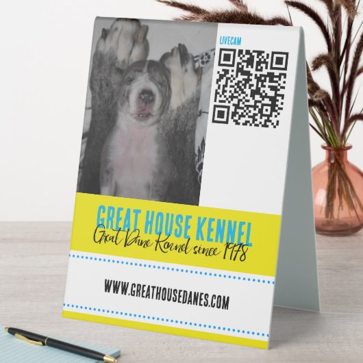 Plaque De Table Great Dane Kennel QR Code Signal promotionnel (En SItu (Tableau))