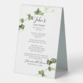 Plaque De Table Green English Vine Aquarelle Funérailles (Verso)