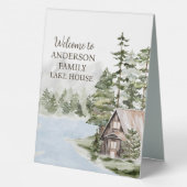 Plaque De Table Green Forest Family Lake House Cabine Bienvenue (Verso)