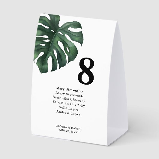 Plaque De Table Green Monstera Leaf  Wedding (Recto)