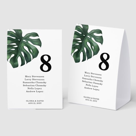 Plaque De Table Green Monstera Leaf  Wedding (Recto/verso)