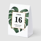 Plaque De Table Green Monstera Leaf  Wedding Table Number (Recto)