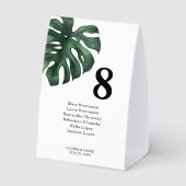 Plaque De Table Green Monstera Wedding Table Number (Verso)