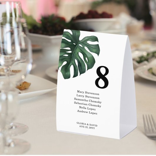 Plaque De Table Green Monstera Wedding Table Number
