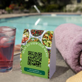 Plaque De Table Green Restaurant Scan For Menu Photo & QR Code (InVersositu (sur table))