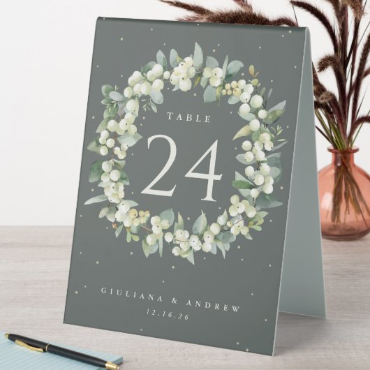 Plaque De Table Green Snowberry+Eucalyptus Mariage Numéro de table (En SItu (Tableau))