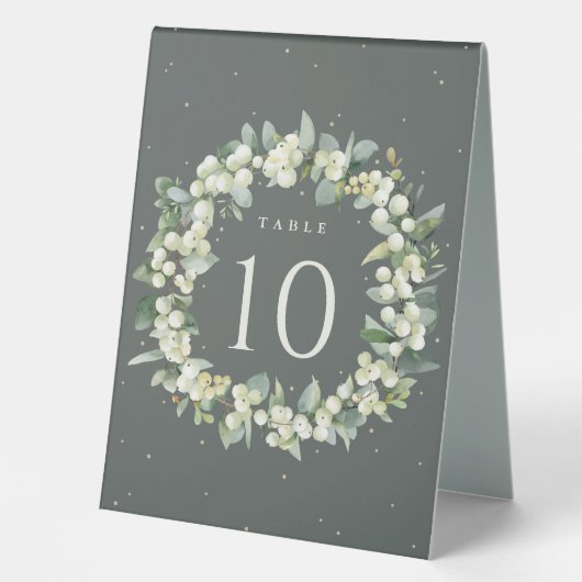 Plaque De Table Green Snowberry+Eucalyptus Mariage Numéro de table (Recto)
