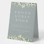 Plaque De Table Green Snowberry+Eucalyptus Mariage Photo GuestBook (Recto)