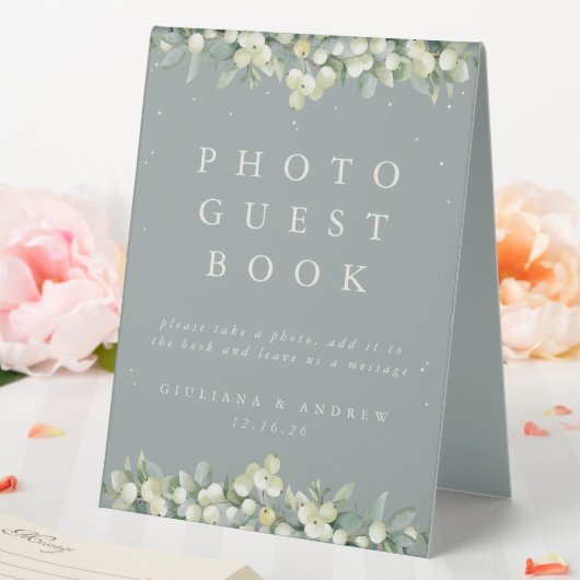 Plaque De Table Green Snowberry+Eucalyptus Mariage Photo GuestBook (In SItu (Mariage))