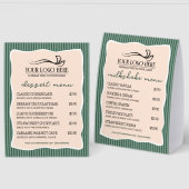 Plaque De Table Green Stripes Wavy Frame Restaurant Café Menu (Recto/Verso)
