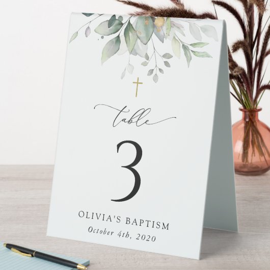 Plaque De Table Greenery, Eucalyptus Leaves, Baptism Table Numbers (En SItu (Tableau))