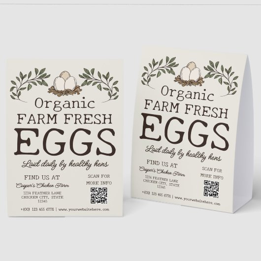 Plaque De Table Greenery Nest Illustration Farm Fresh Eggs (Recto/Verso)
