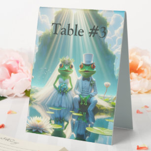 Plaque De Table Grenouilles mariages sur Lily Pad