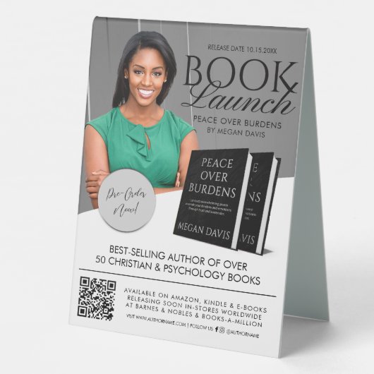 Plaque De Table Grey & White Book Launch Release Promotional (Verso)