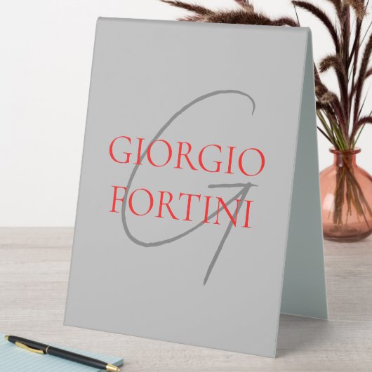 Plaque De Table Gris Rouge Votre nom Monogramme initial Moderne (En SItu (Tableau))