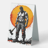 Plaque De Table guerrier barbare médiéval imaginaire hummer force (Recto)