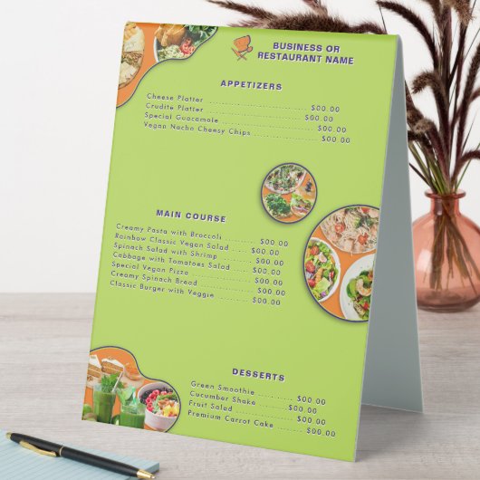 Plaque De Table Guide de menu des aliments et des prix professionn (En SItu (Tableau))
