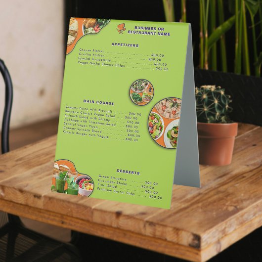 Plaque De Table Guide de menu des aliments et des prix professionn