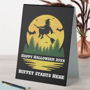Plaque De Table Halloween Caution Sorcière Traversée Flying Brooms
