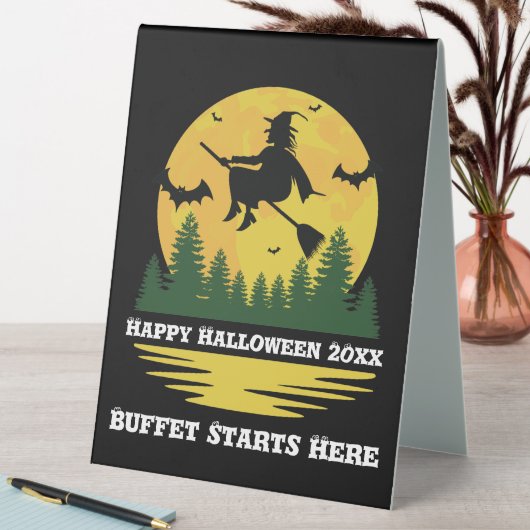 Plaque De Table Halloween Caution Sorcière Traversée Flying Brooms (En SItu (Tableau))