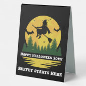 Plaque De Table Halloween Caution Sorcière Traversée Flying Brooms (Verso)