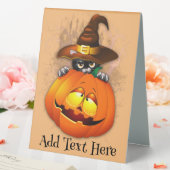 Plaque De Table Halloween Cute Kitty Witch et ami Citrouille (In SItu (Mariage))