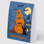 Plaque De Table Halloween Pumpkins and Black Cat (Recto)