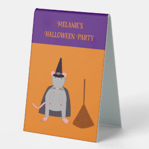 Plaque De Table Halloween Rat sorcier et Broom Custom