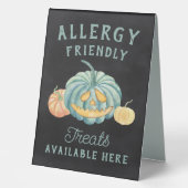 Plaque De Table Halloween Turquoise Citrouille Allergy Traitements (Recto)
