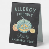 Plaque De Table Halloween Turquoise Citrouille Allergy Traitements (Verso)