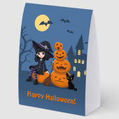 Plaque De Table Halloween Witch, Black Cat, and Pumpkins (Arrière)