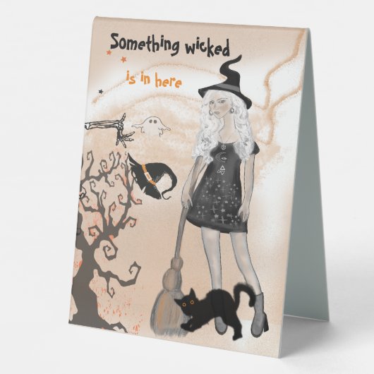 Plaque De Table Halloween Witch danser avec Sceleton (Verso)