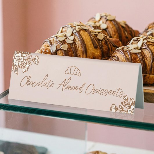 Plaque De Table Hand Drawn Floral Pink Sweet Pastry Bakery Counter